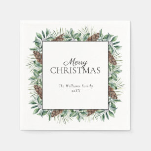 Rustic Winter Fir Cone God jul Pappersservett