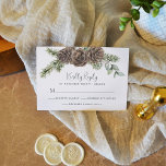 Rustic Winter Foliage Gräs Cone Bröllop OSA Kort<br><div class="desc">Den här eleganten har vinterkortet bröllop OSA med rustik vattenfärg evergreen grenar och gräs cones,  accentuerad med snöbär. På baksidan finns en grönt vattenfärg struktur. Hitta resten av bröllopssviten och fler matchande produkter i samlingen,  eller meddela mig genom Zazzle-Chattan om du behöver designtsvagar eller fler matchande produkter.</div>