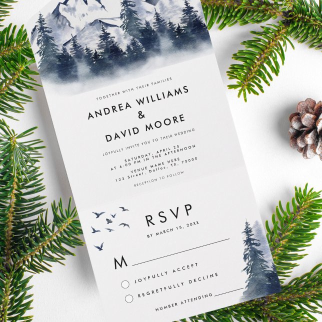 Rustic Winter Forest All in One Blue Bröllop (Skapare uppladdad)