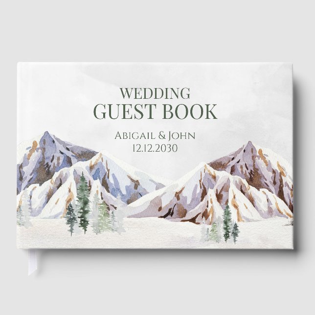 Rustic Winter Forest Mountain Wedding Gästböcker (Framsida)
