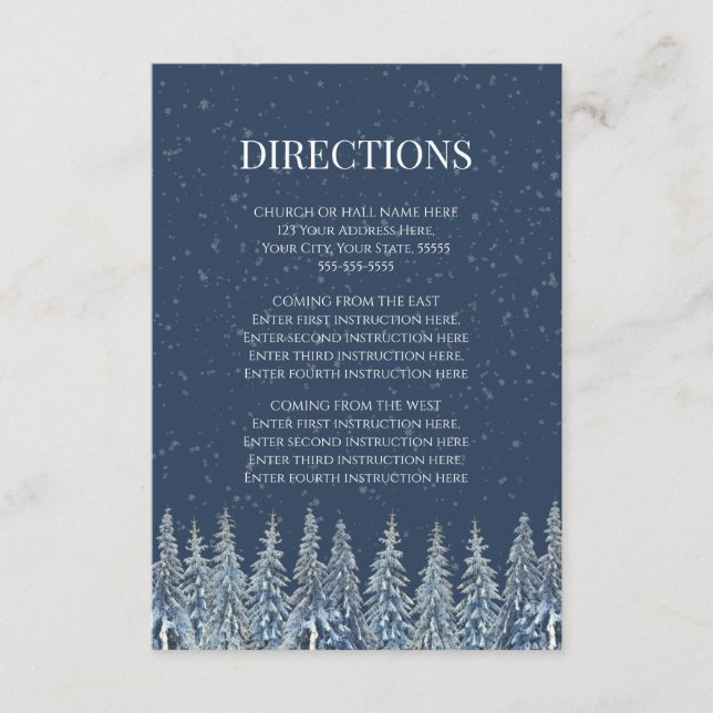 Rustic Winter Forest Wedding Direction Insert Tilläggskort (Framsida)