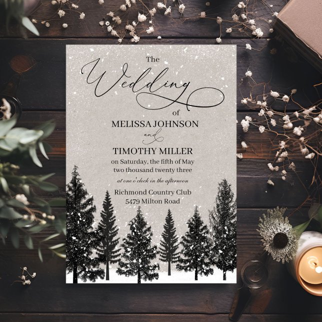 Rustic Winter Forest Wedding-inbjudan Inbjudningar (Skapare uppladdad)