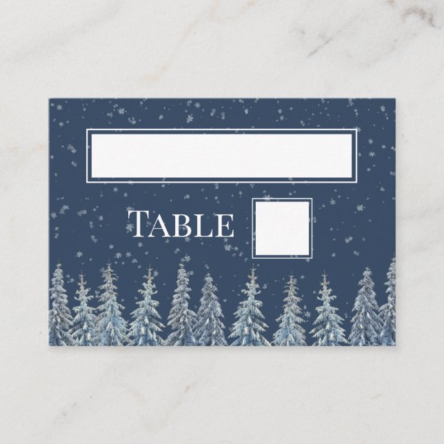 Rustic Winter Forest Wedding Place Setting Cards Placeringskort (Framsida)