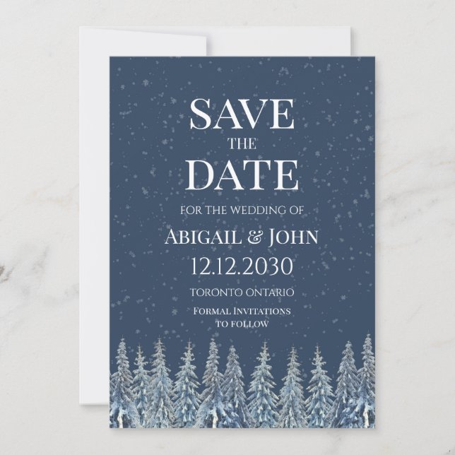 Rustic Winter Forest Wedding Save the Date Card Spara Datumet (Framsida)