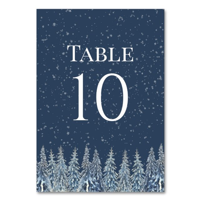 Rustic Winter Forest Wedding Table Number Cards Bordsnummer (Framsidan)