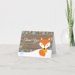 Rustic Winter Fox Snowflake Blue - tackkort
