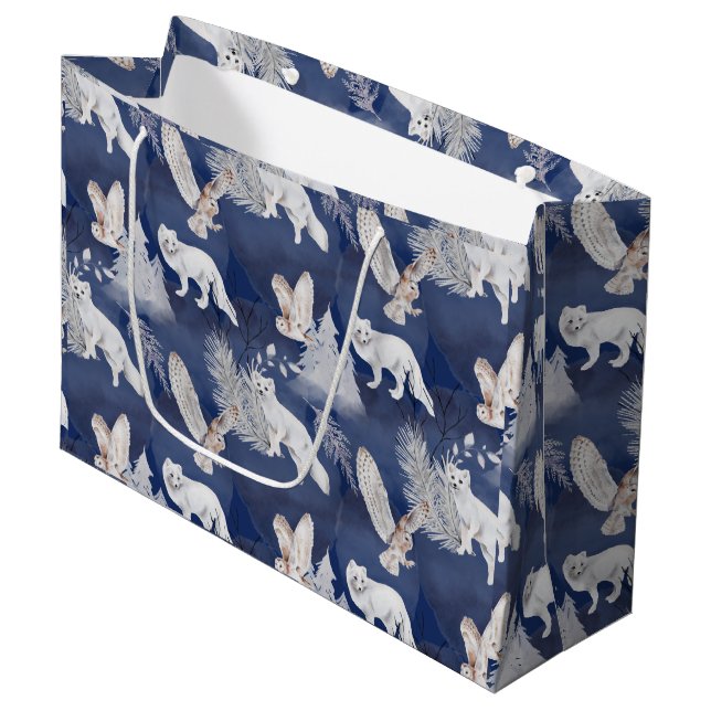 Rustic Winter Fox & Uggla julgåva (Framsidan Vinklad)