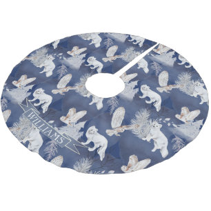 Rustic Winter Fox & Uggla julgåva Julgransmatta Borstad Polyester