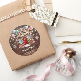 Rustic Winter Gingerbread House Baby Shower Runt Klistermärke