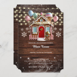 Rustic Winter Gingertea House Baby Shower Inbjudningar