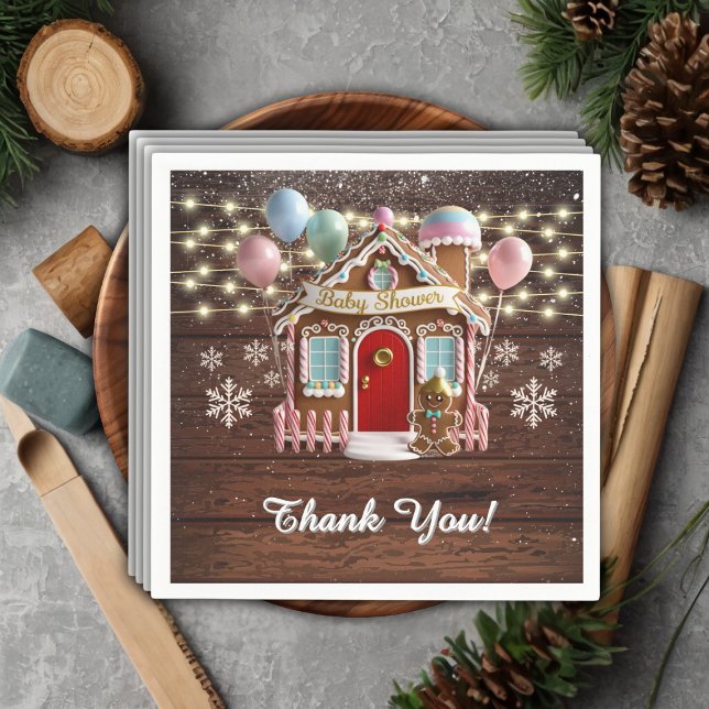 Rustic Winter Gingertea House Baby Shower Pappersservett (Skapare uppladdad)