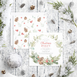 Rustic Winter Gräs Berry Julfest för utandning Inbjudningar