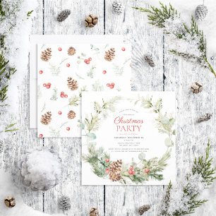 Rustic Winter Gräs Berry Julfest för utandning Inbjudningar