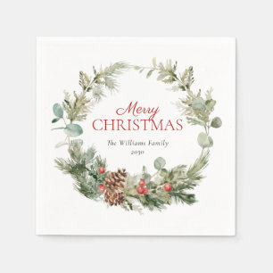 Rustic Winter Gräs Berry Wandan God jul Pappersservett