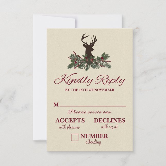 Rustic Winter Gräs Bröllop OSA Card (Framsida)