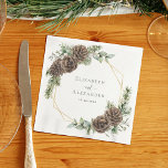 Rustic Winter Gräs Cone Greenery Bröllop Pappersservett<br><div class="desc">Lägg till en personlig till din bord-décor för vintern-bröllopet med dessa mångsidiga blöjor som också kan användas för möhippor och party för jul. Vintertemat har en guld-geometrisk ram som är dekorerad med pinekoner, gräs-sprickor och annan grönsak samt snöbär. Hitta matchande produkter i samlingen, eller meddela mig genom Zazzle-Chattan om du...</div>