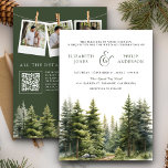 Rustic Winter Gräs Träd Forest QR-koden Bröllop Inbjudningar<br><div class="desc">Förbluffa dina gäster med allt detta på ett skogstema bröllopsinbjudan med vacker gräs träd och modern typografi med QR-kod för onlinens OSA. Lägg bara till din händelseinformation på den här lättåtkomliga mallen och lägg till det här kortet med dina favoritfoton för att göra det till en inbjudan av typen "one-of-a-natura"....</div>