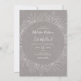 Rustic Winter | Grått allt i en bröllopsinbjudan Inbjudningar