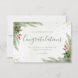 Rustic Winter Greenery Berries Gräs Cone Bröllop Kort