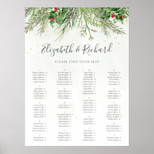 Rustic Winter Greenery Berries Gräs Cone Bröllop Poster