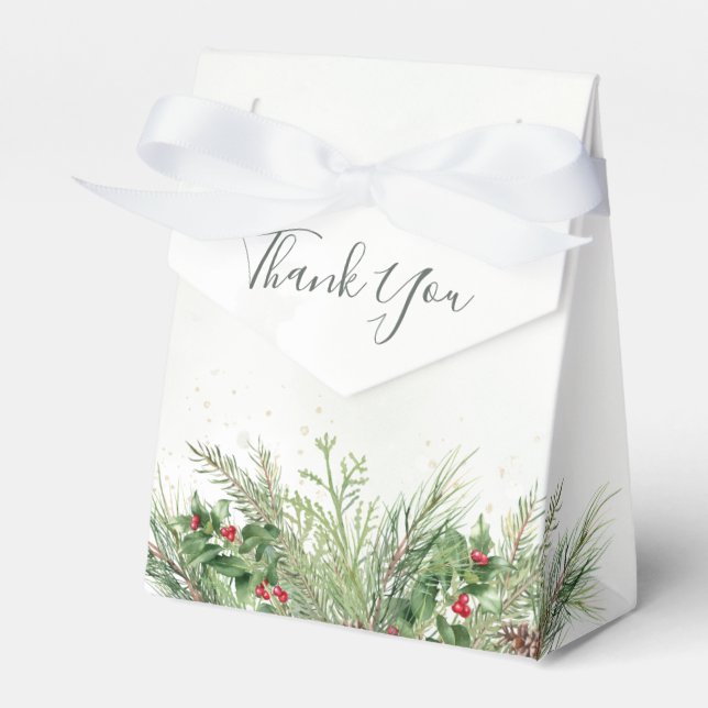 Rustic Winter Greenery Berries Gräs Cone Bröllop Presentaskar (Framsidan Sidan)