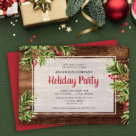 Rustic Winter Greenery Business Julfest Inbjudningar