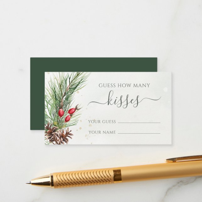 Rustic Winter Greenery gissar hur många Kisses-spe Tilläggskort (Fram/Back In Situ)