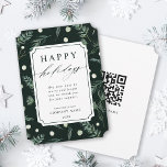 Rustic Winter Greenery QR Code Corporate Julkort<br><div class="desc">Denna elegant jul | helgdag har "Glad helg" i chic grönt med text på ett ram i biljett-form med en vinter-grön mönster-bakgrund med vattenfärg och en QR-kod eller logotyp på baksidan som tillval. Om du vill ha en mer avancerad anpassning av den här designen klickar du på BLUE DESIGN VERKTYG...</div>