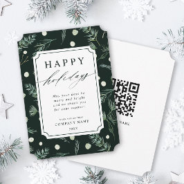 Rustic Winter Greenery QR Code Corporate Julkort