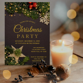 Rustic Winter Helgdag Ljus jul Party Inbjudningar