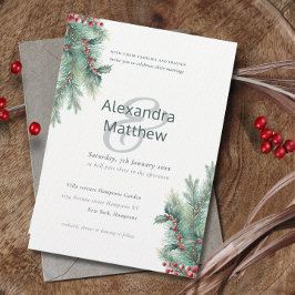 Rustic Winter Holly Berries bröllopsinbjudan Inbjudningar