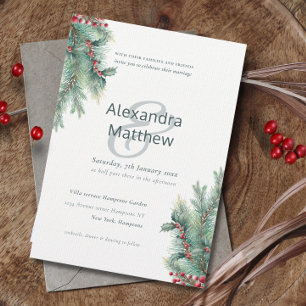 Rustic Winter Holly Berries bröllopsinbjudan Inbjudningar