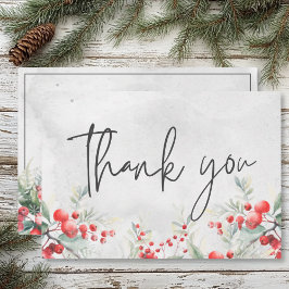 Rustic Winter Holly & Gräs Bröllop Tack Kort