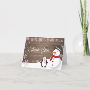Rustic Winter-julets Helgdag Rosa Snowflake Tack Kort