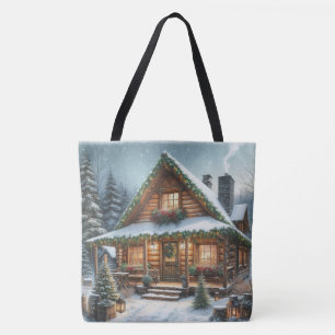 Rustic Winter/julsnöstuga Tygkasse