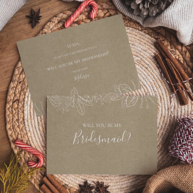 Rustic Winter | Kraft Bridesmaid Frieri kort (Skapare uppladdad)