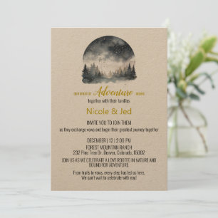 Rustic Winter Kraft Gräs Träd utanför Bröllop Inbjudningar