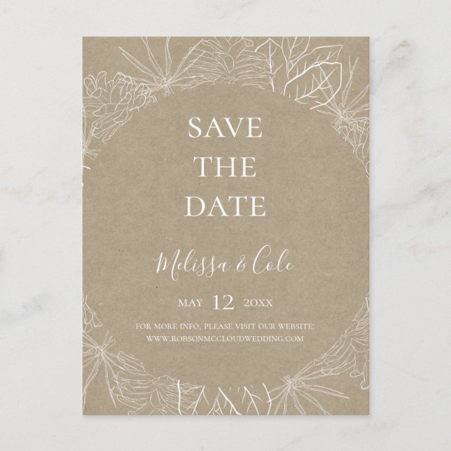 Rustic Winter | Kraft Save Date Postcard Inbjudan Vykort (Framsida)