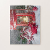 Rustic Winter Lantern-julen Helgdagar Snö