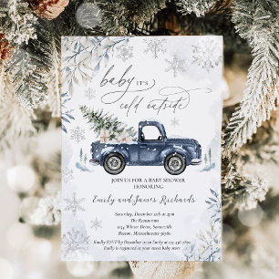 Rustic Winter Lastbil Snowflake Baby Shower Inbjudningar
