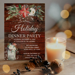 Rustic Winter Ljus Blommigt Dinner Party Inbjudningar