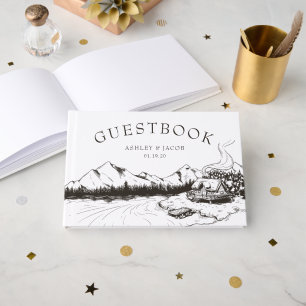Rustic Winter Mountain Bröllop Guest Gästböcker