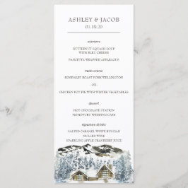 Rustic Winter Mountain Bröllop Menu Meny