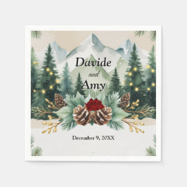 Rustic Winter Mountain Bröllop| Pinecones Pappersservett
