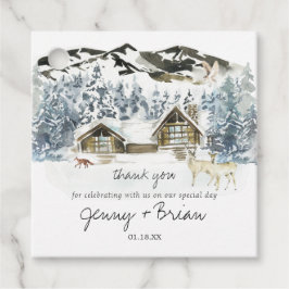 Rustic Winter Mountain Bröllop Tack Gift Märkres Gåvor Etiketter