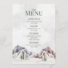 Rustic Winter Mountain Forest Wedding Menu Meny