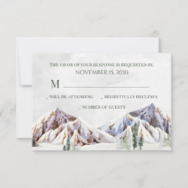 Rustic Winter Mountain Forest Wedding RSVP OSA Kort