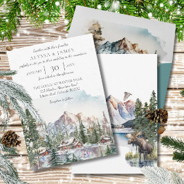 Rustic Winter Mountain Lodge-bröllopsinbjudan Inbjudningar