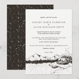 Rustic Winter Mountain Wedding bjudande Inbjudningar
