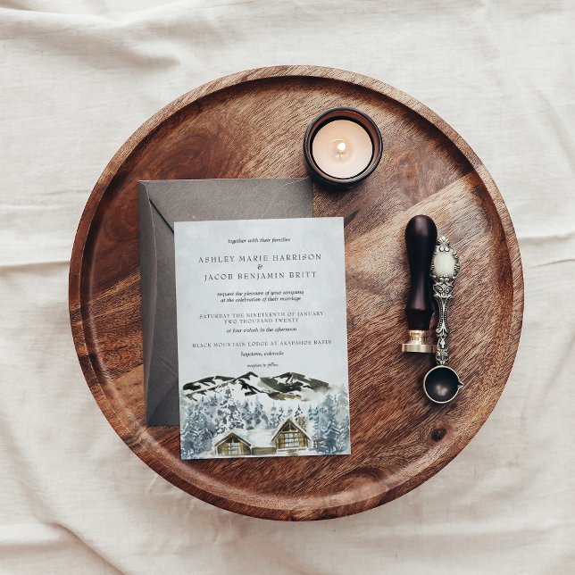 Rustic Winter Mountain Wedding bjudande Inbjudningar (Skapare uppladdad)